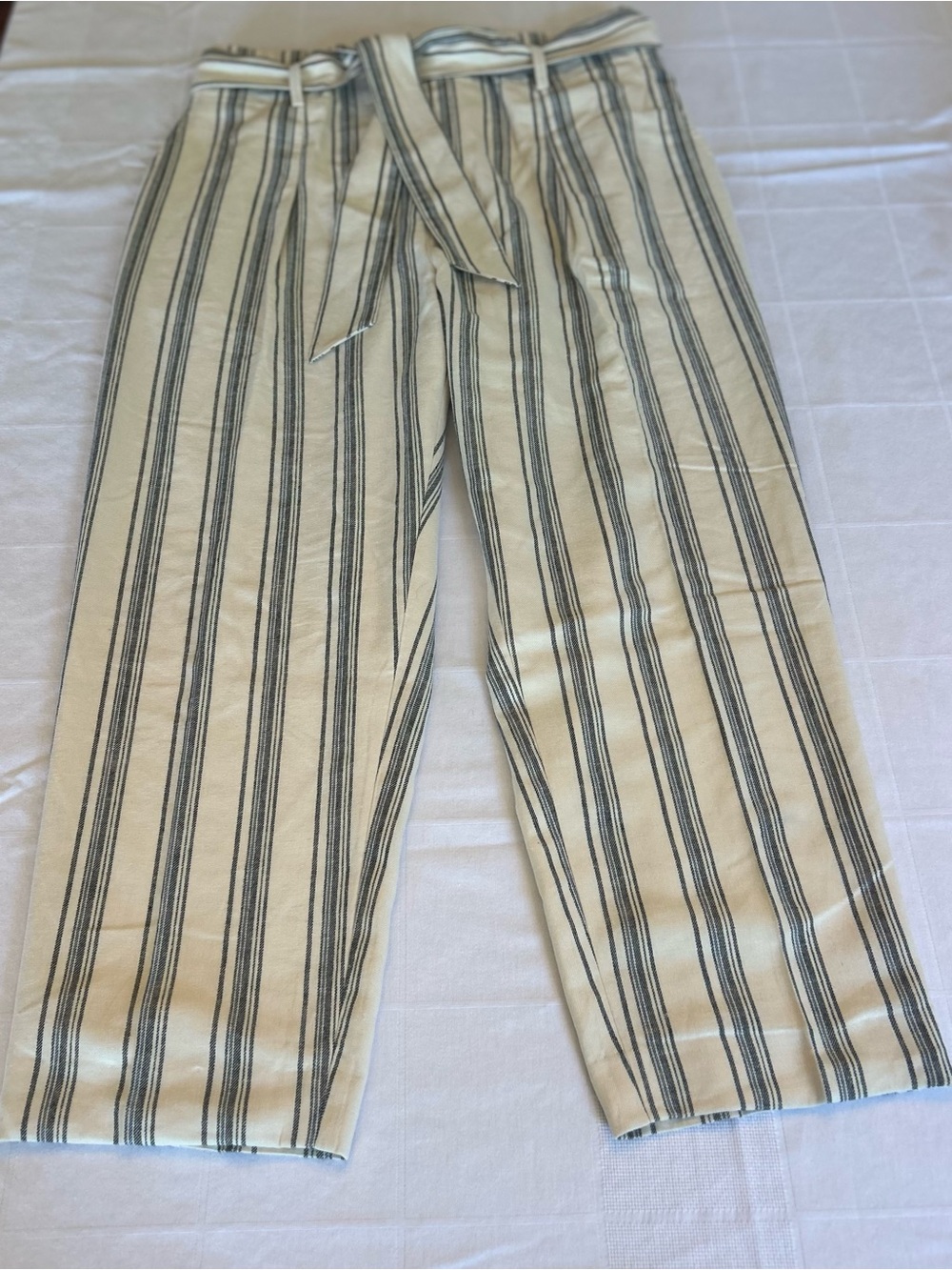 Lauren Ralph Lauren Linen Blend Luxury Resort Striped Tie Waist Trousers 12